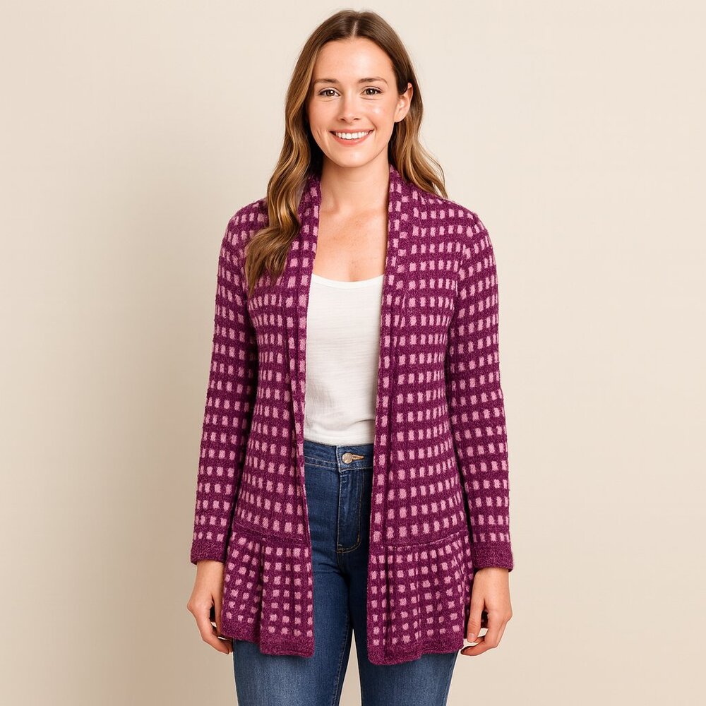 Lucy & Laurel Purple Pink Cardigan Medium Wool Alpaca Blend